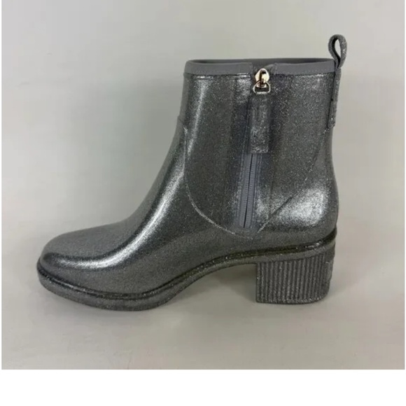Kate Spade New York Women's 9 Puddle Rain Waterproof Booties Silver Glitter - Picture 3 of 6